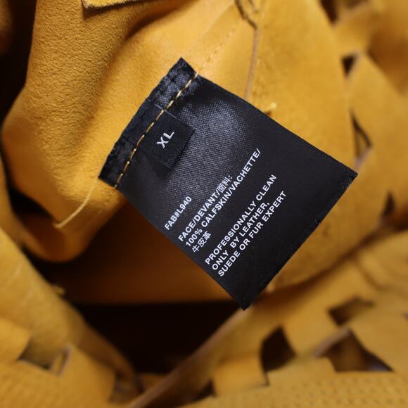 LAFAYETTE 148 NEW Clyde Laser Cut Suede Jacket Spiced Honey Yellow Women's XL - Picture 11 of 12